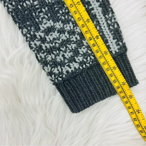 NWT! Talbots Mid Length Wool Blend Chunky Knit Geometric Gray Metallic Thread - Picture 12 of 12